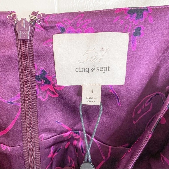 Cinq a Sept Lara print purple silk dress NWT 4 - Picture 5 of 15